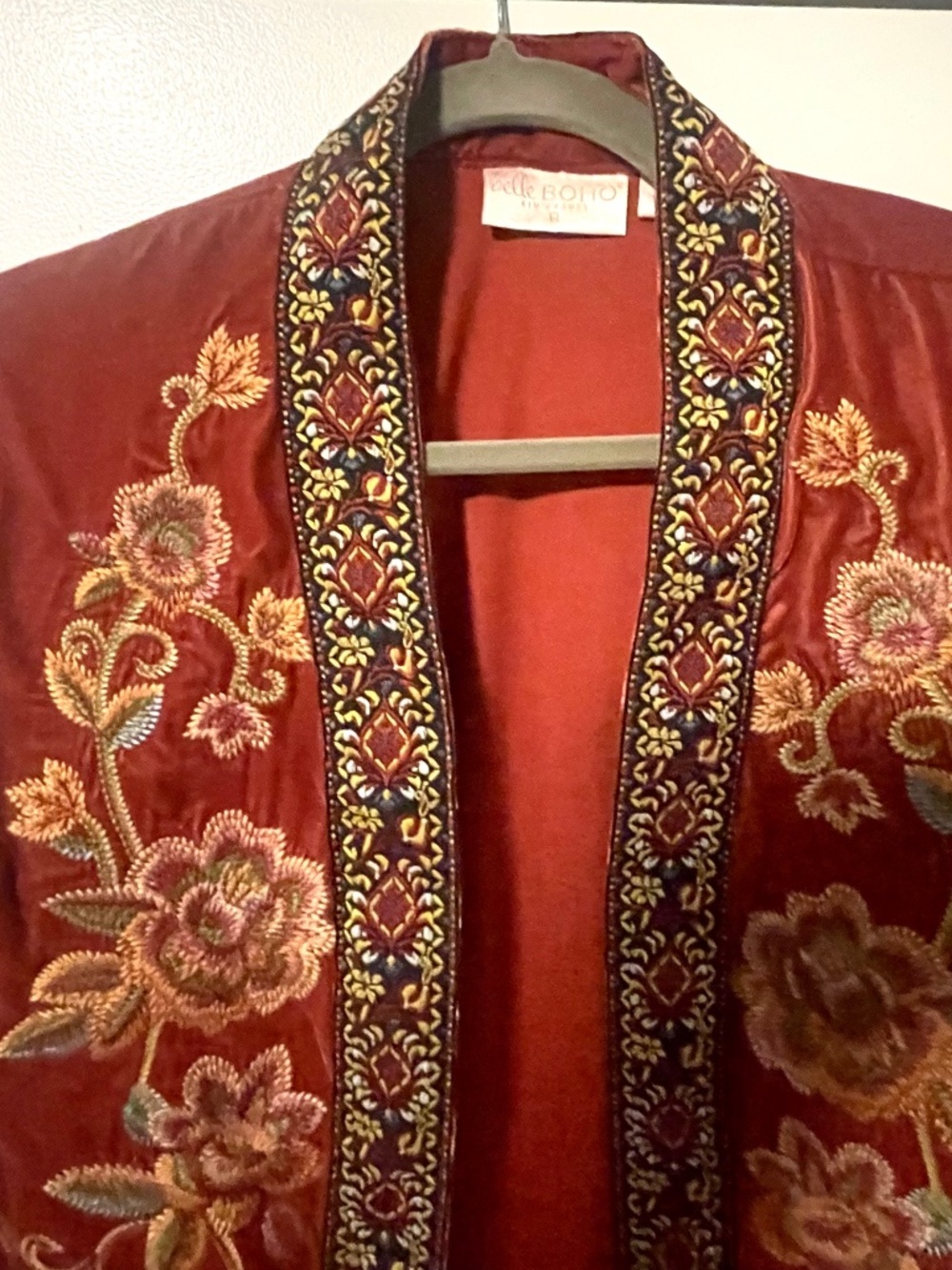 Belle Boho by Kim Gravel "Earth Mother" Embroidered Velvet Jacket – Size Small (